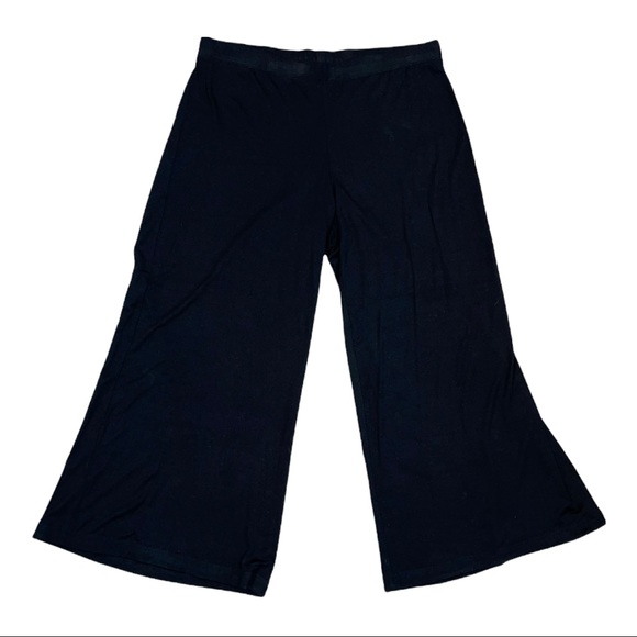 bobeau Pants - Bobeau Women’s Black Jersey Elastic Waistband Wide Leg Pants Size Large